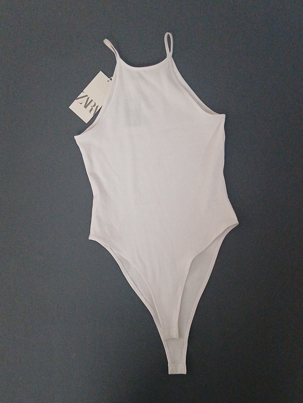 Zara Womens White Slim Tank Bodysuit Suze Small NEW